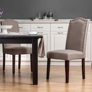 Tan Dining Chair with Studded Decor (Set of 2)