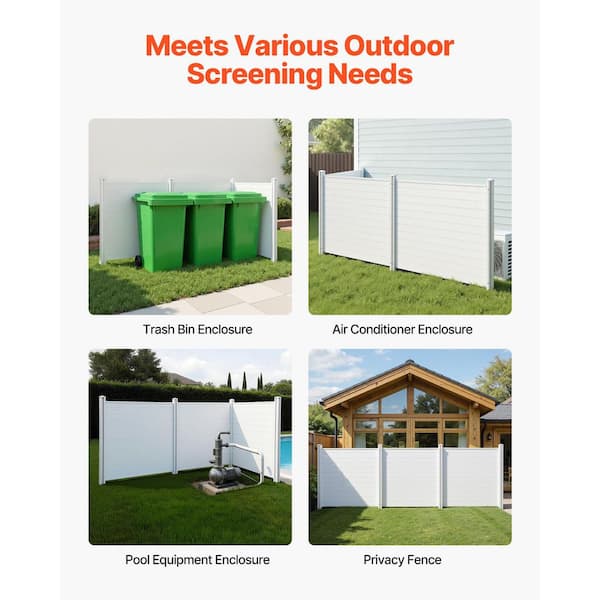VEVOR 3 Panels Outdoor Privacy Screen, 50 x 3.15 in. White Plastic