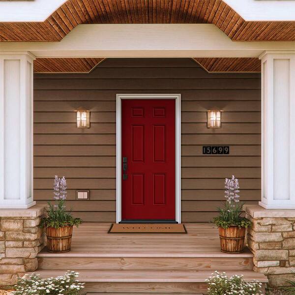 JELD-WEN 34 in. x 80 in. 6-Panel Cranberry Red Painted Steel