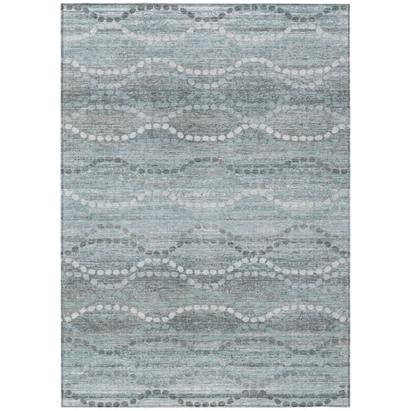 Chantille Machine Washable Indoor/Outdoor Abstract ACN2030 Teal 8 ft. x 10 ft. Area Rug