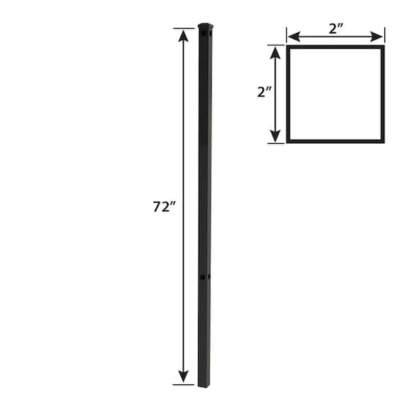 FORGERIGHT Newtown 2 in. x 2 in. x 6 ft. Black Aluminum Fence Corner Post with Flat Cap