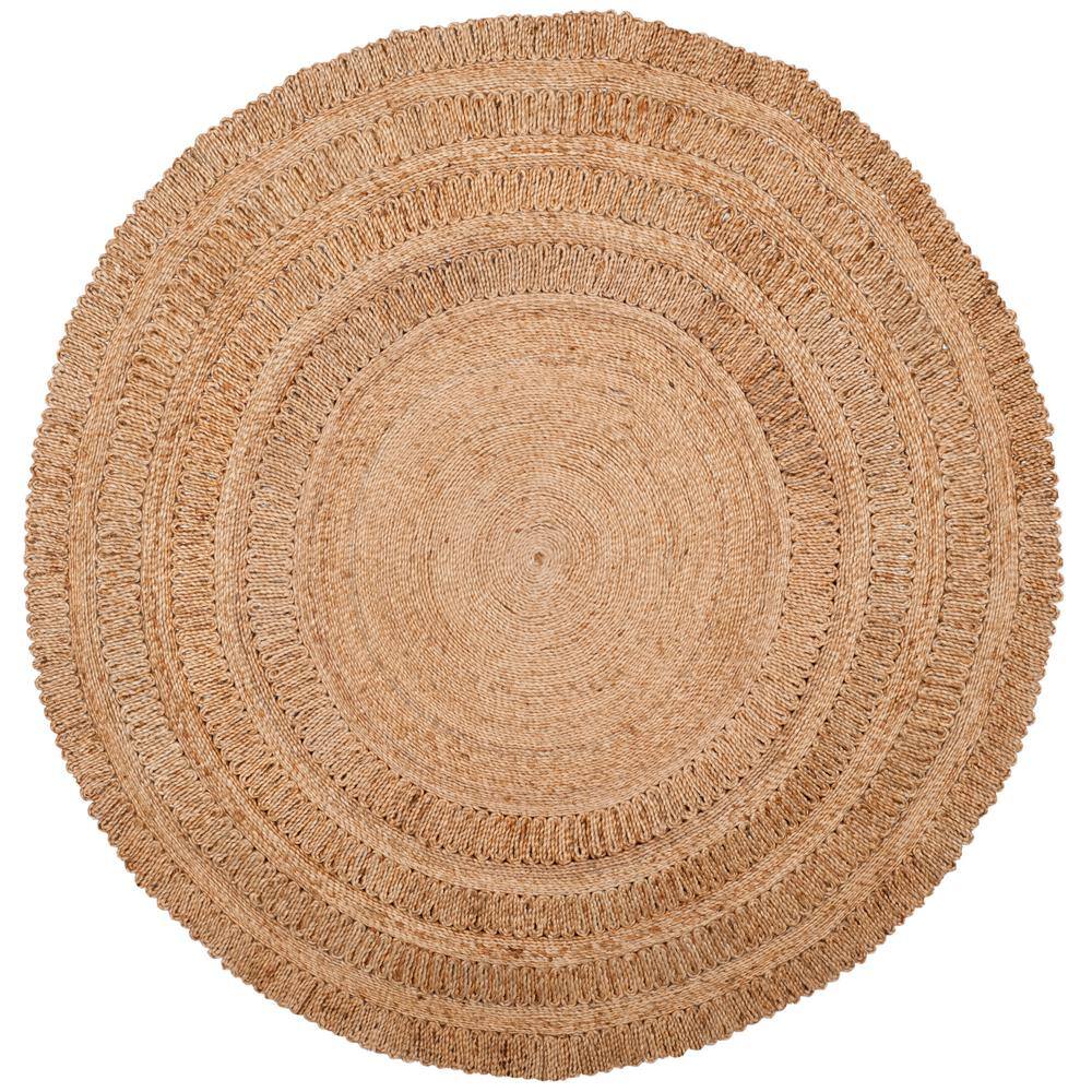 SAFAVIEH Natural Fiber Beige 6 ft. x 6 ft. Round Border Area Rug NF356A-6R - The Home Depot