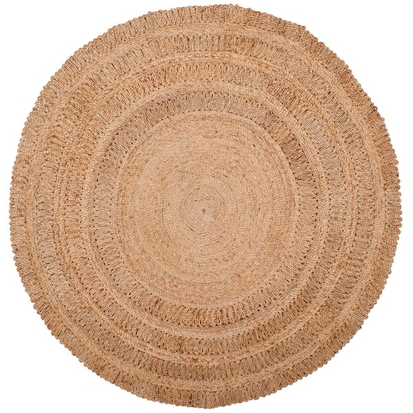 SAFAVIEH Natural Fiber Beige 8 ft. x 8 ft. Round Border Area Rug