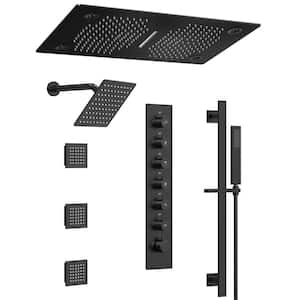 Large 63-Spray 27.5in. and 10in. Dual Shower Heads Ceiling Mount Fixed and Handheld Shower Head in Matte black