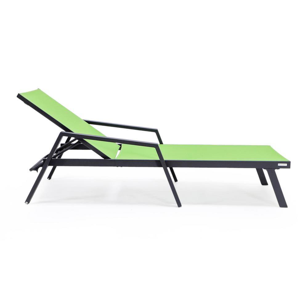 Green Aluminum Frame Patio Chaise Lounge Chair with Armrests