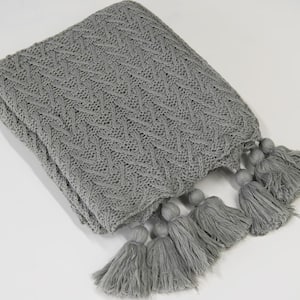Grey Acrylic Throw Blanket