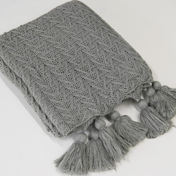 Grey 2025 tassel blanket