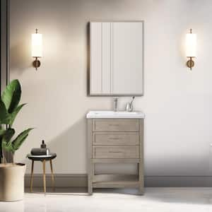 Oliver 24 in. W x 18 in. D x 34 in. H Bath Vanity in Vintage Gray with White Ceramic Vanity Top