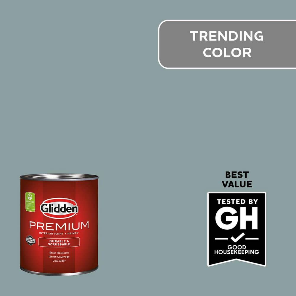 Glidden Premium 1 qt. Aqua Smoke PPG1034-5 Flat Interior Latex