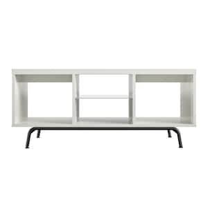 Kuna 23.5 in. White Rectangular Particleboard Coffee Table with 4-Shelves