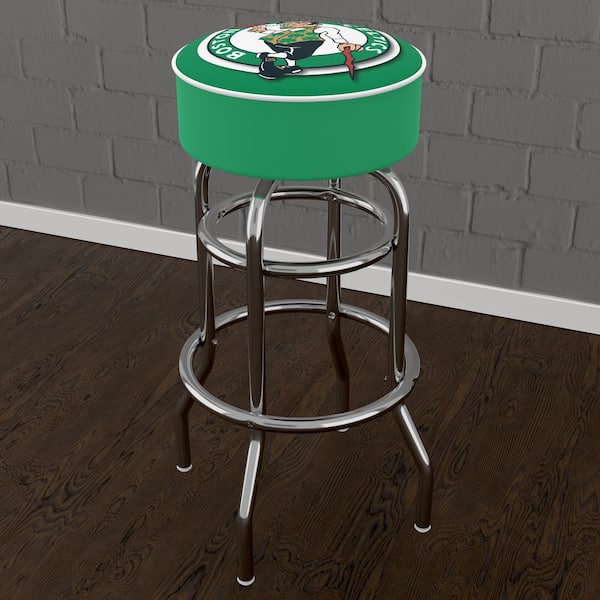 Unbranded Boston Celtics Logo 31 in. Green Backless Metal Bar Stool with Vinyl Seat