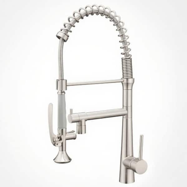 Brushed Nickel 20.47 in. H Pull Down Sprayer Kitchen Faucet with 360° Swivel