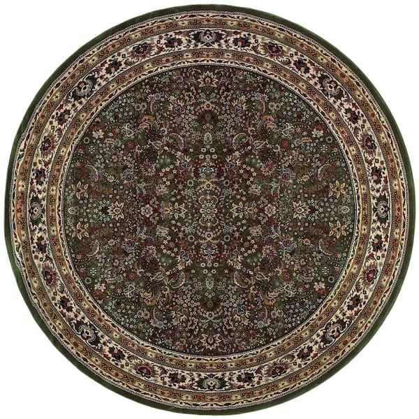 6 ft. Round Gold, Ivory Medallion Washable Area Rug