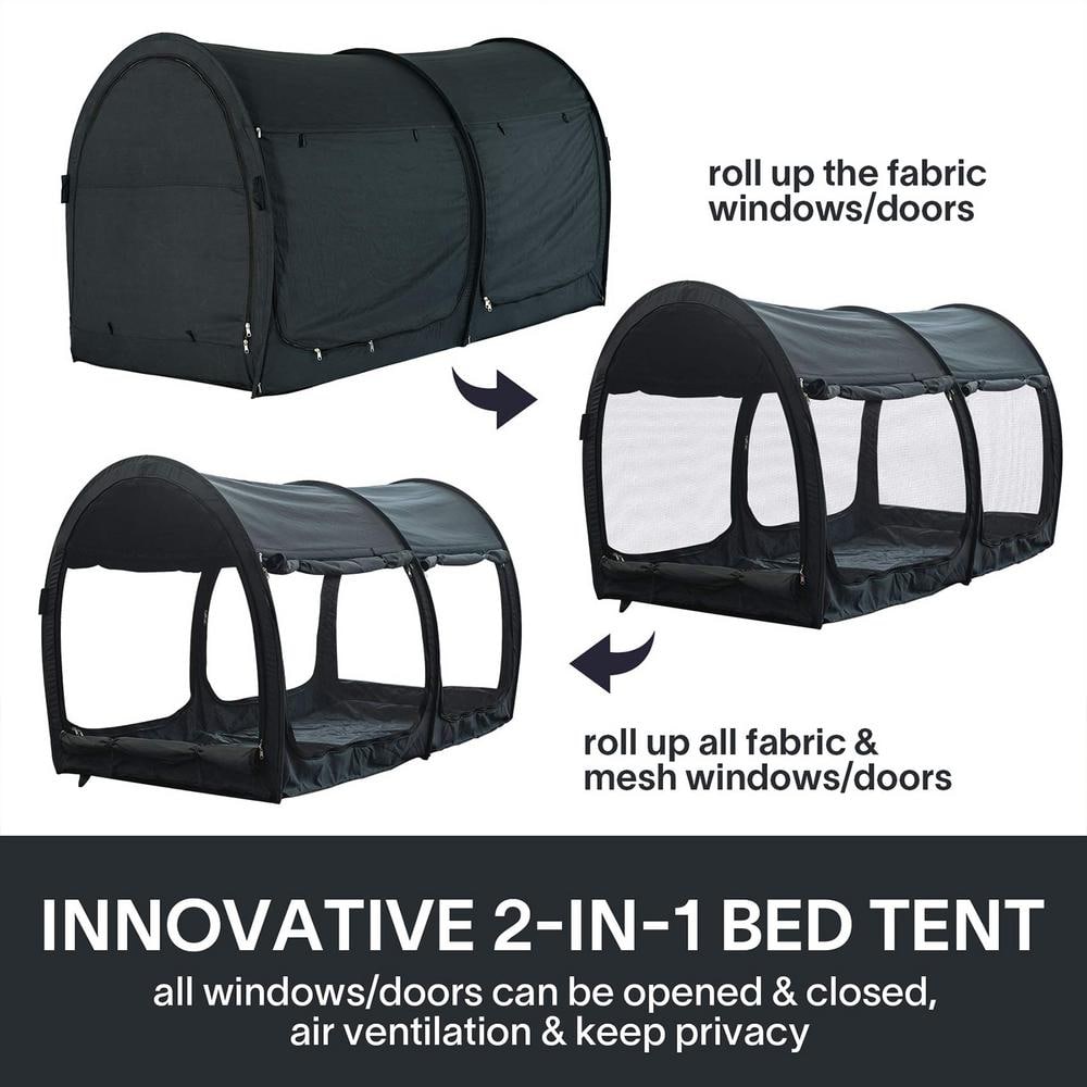 Twin Size Dark Gray Pop-Up Bed Tent Canopy