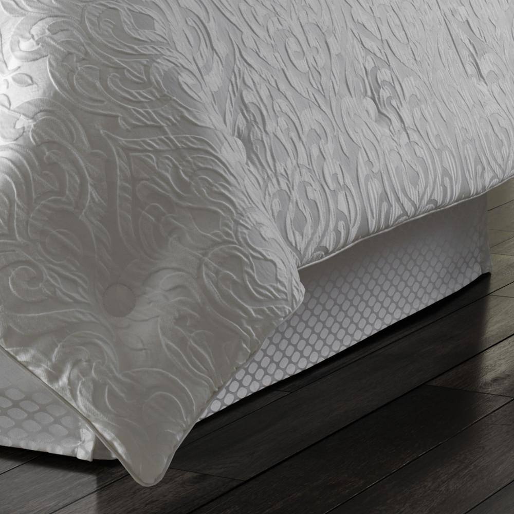 White Microfiber Queen Comforter Set with Gathered Embellishment