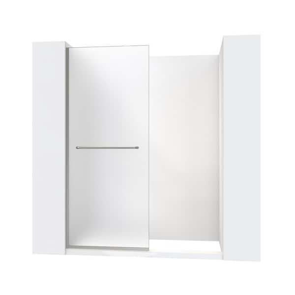 Linea 30 in. W x 72 in. H Frameless Shower Screen in Brushed Nickel with Towel Bar