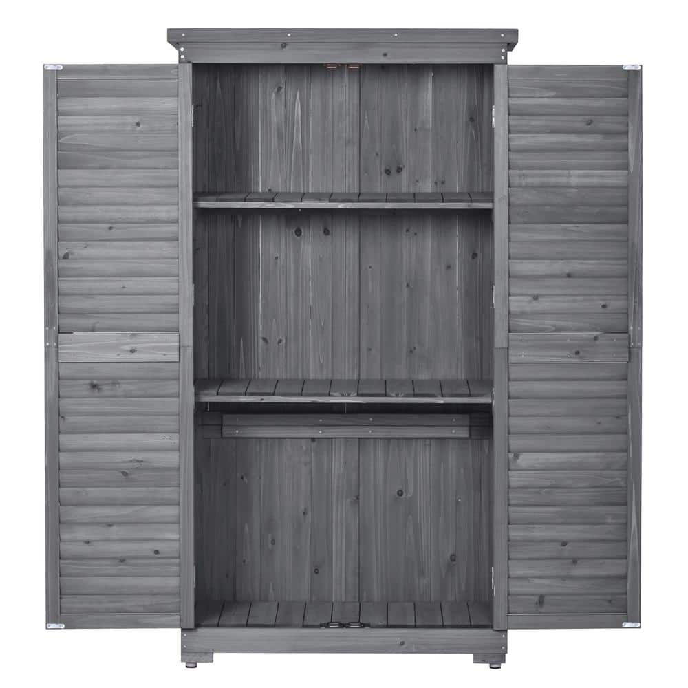1 ft. W x 0.5 ft. D Wooden Garden Shed 3-Tier Patio Storage Cabinet Outdoor