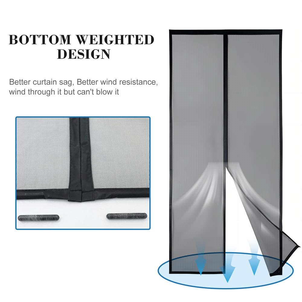 34" x 82" Black Fiberglass Magnetic Screen Door with Heavy Duty Mesh