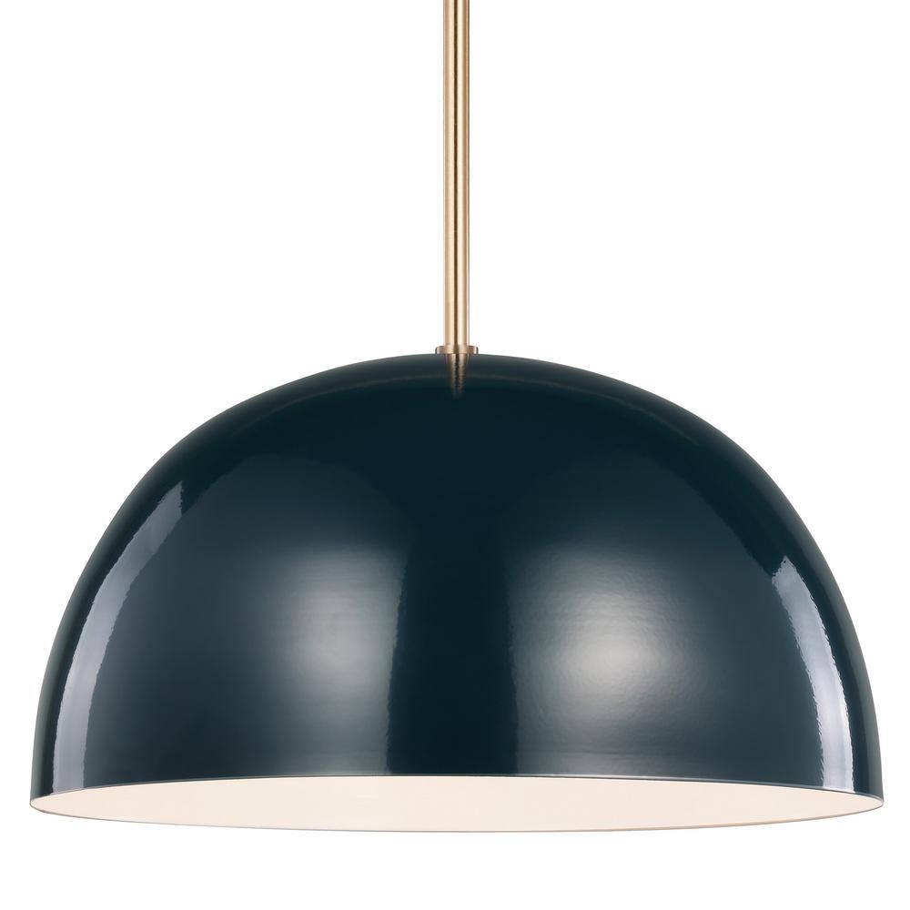 Ivan Dutch Blue 15" Drum Pendant with White Interior
