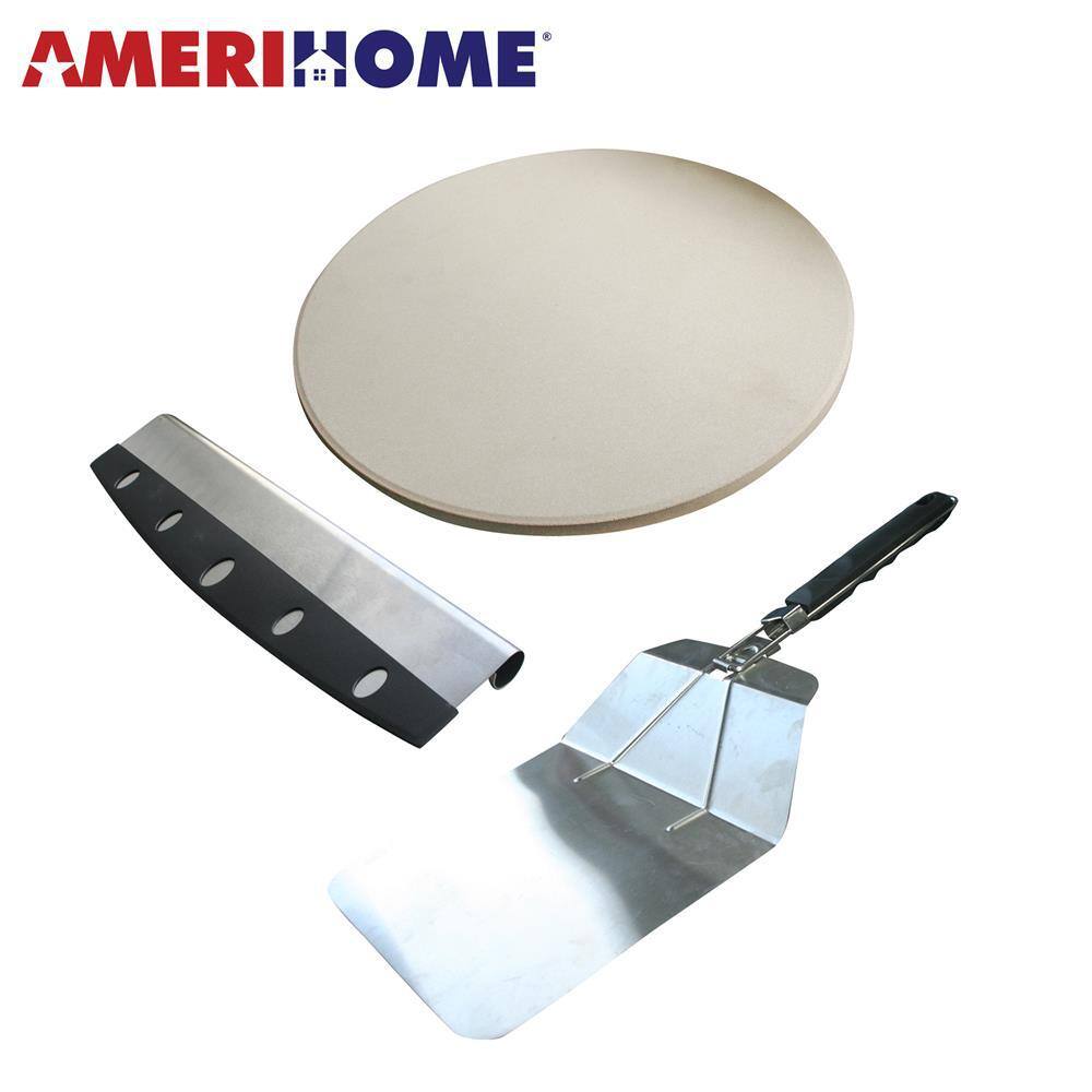 Professional 3-Piece Stainless Steel and Stone Pizza Oven Set