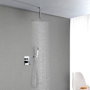 2-Spray Patterns 2.0 GPM with 12 in. Rain Shower Head Ceiling Mount Dual Shower Heads with Brass Construction in Chrome