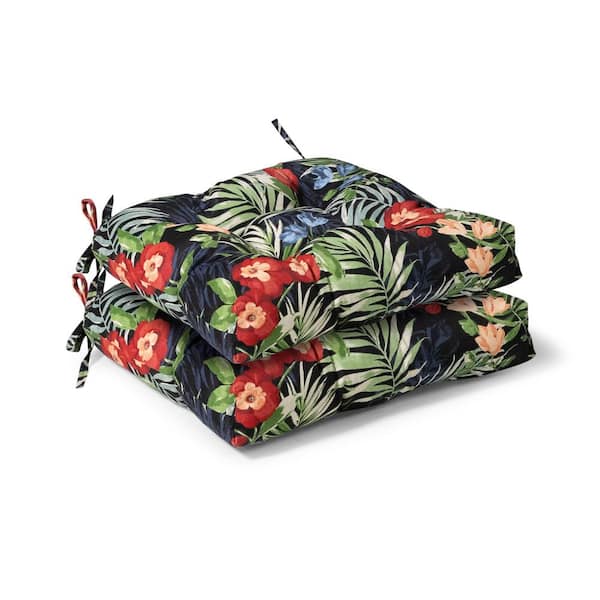 Hampton Bay 19 In X 18 4 5, Better Homes And Gardens Dining Chair Outdoor Cushion Black Tropical Hibiscus