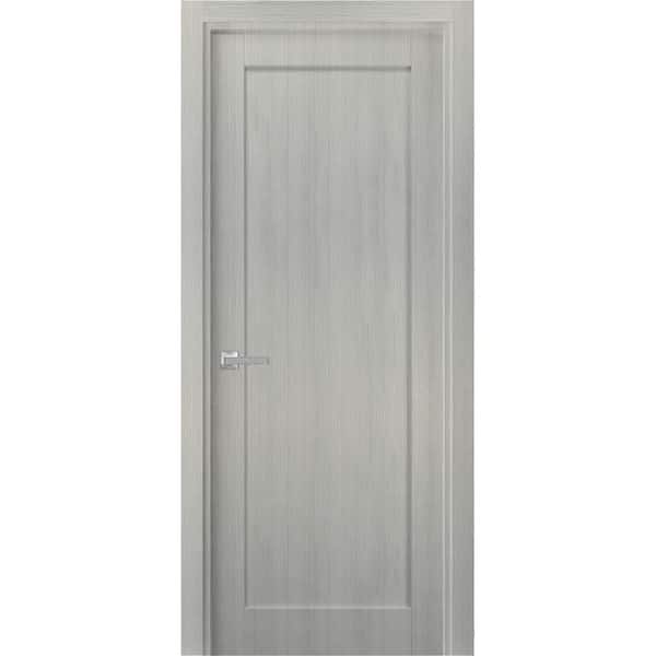 Sartodoors 4111 24 in. x 96 in. Right-Hand/Inswing Solid Gray Ash Single Prehung Interior Door with Hardware