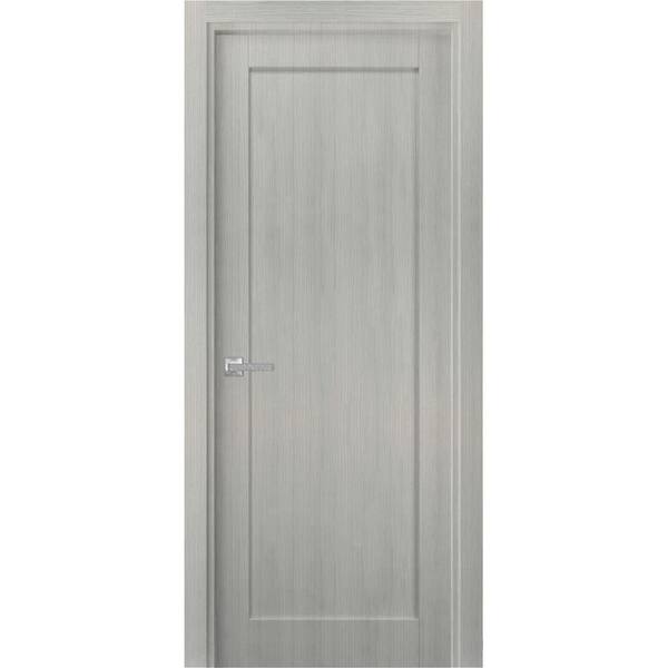 4111 28 in. x 84 in. Right-Hand/Inswing Solid Gray Ash Single Prehung Interior Door with Hardware