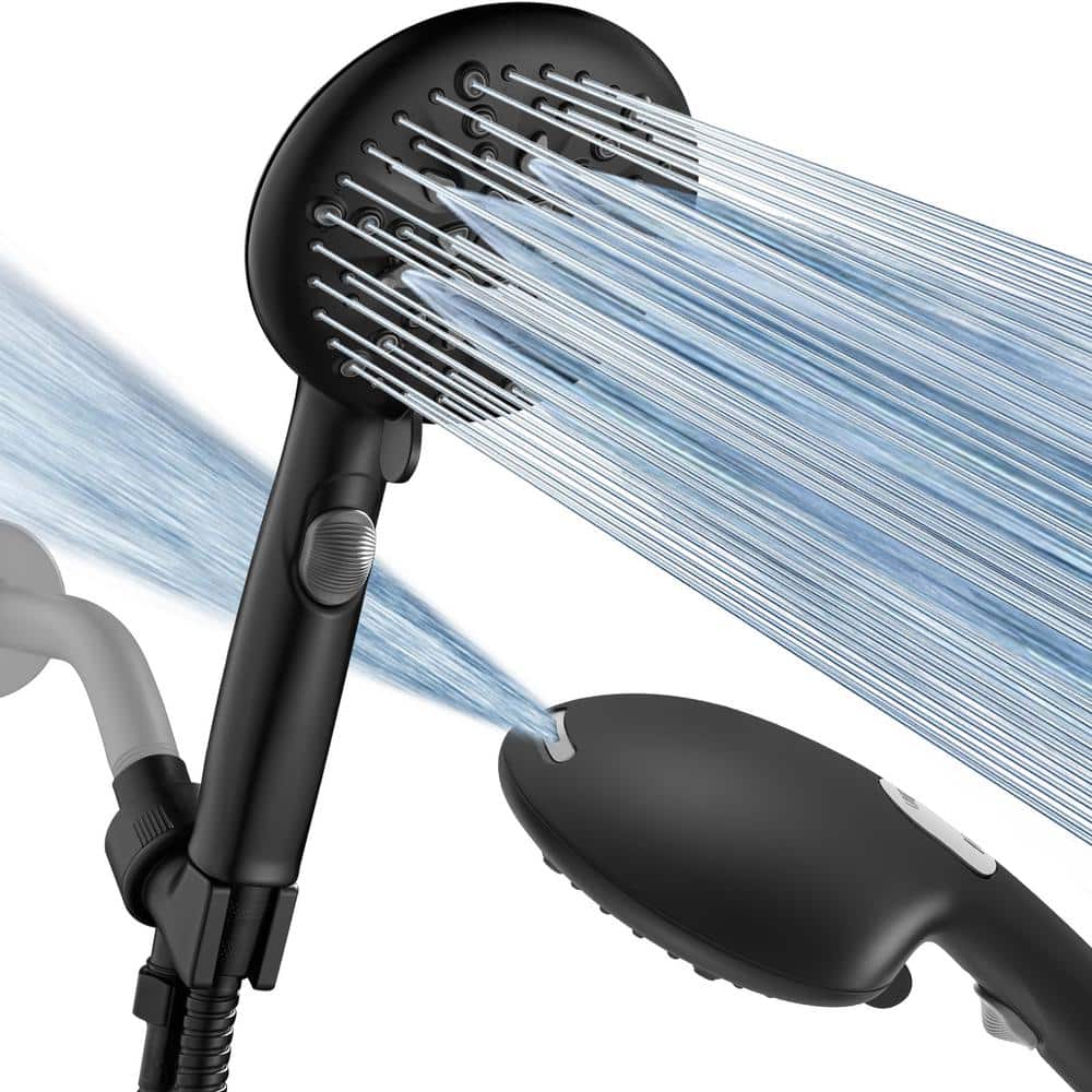 Matte Black 9-Spray Handheld Wall Mounted Shower Head