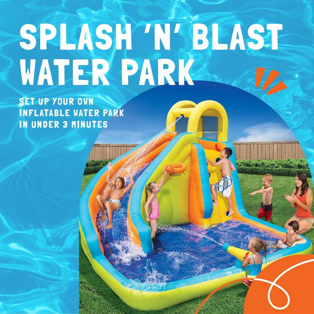 Multicolor Inflatable Water Slide with Climbing Wall and Cannon