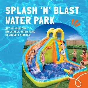 Multi-Color Splash N Blast Vinyl Kids Outdoor Backyard Inflatable Water Slide Splash Park