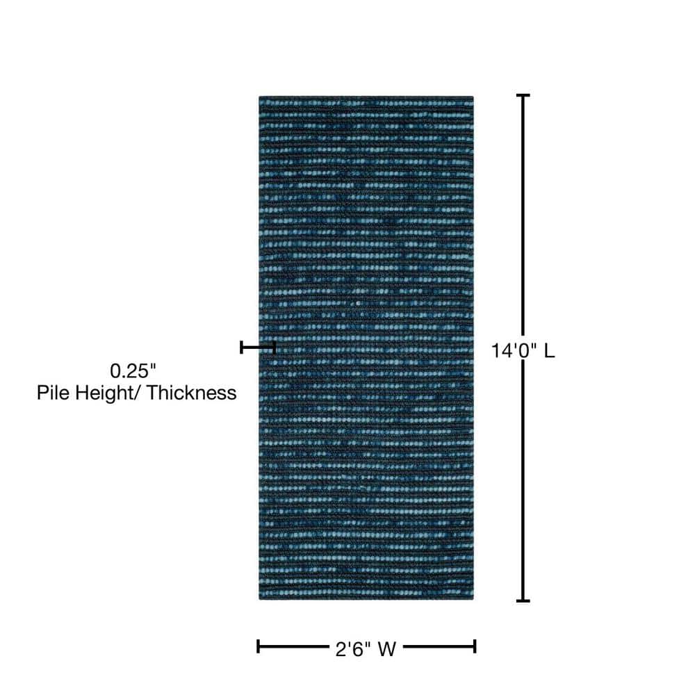 Hand-knotted Dark Blue and Multicolor Wool Runner Rug