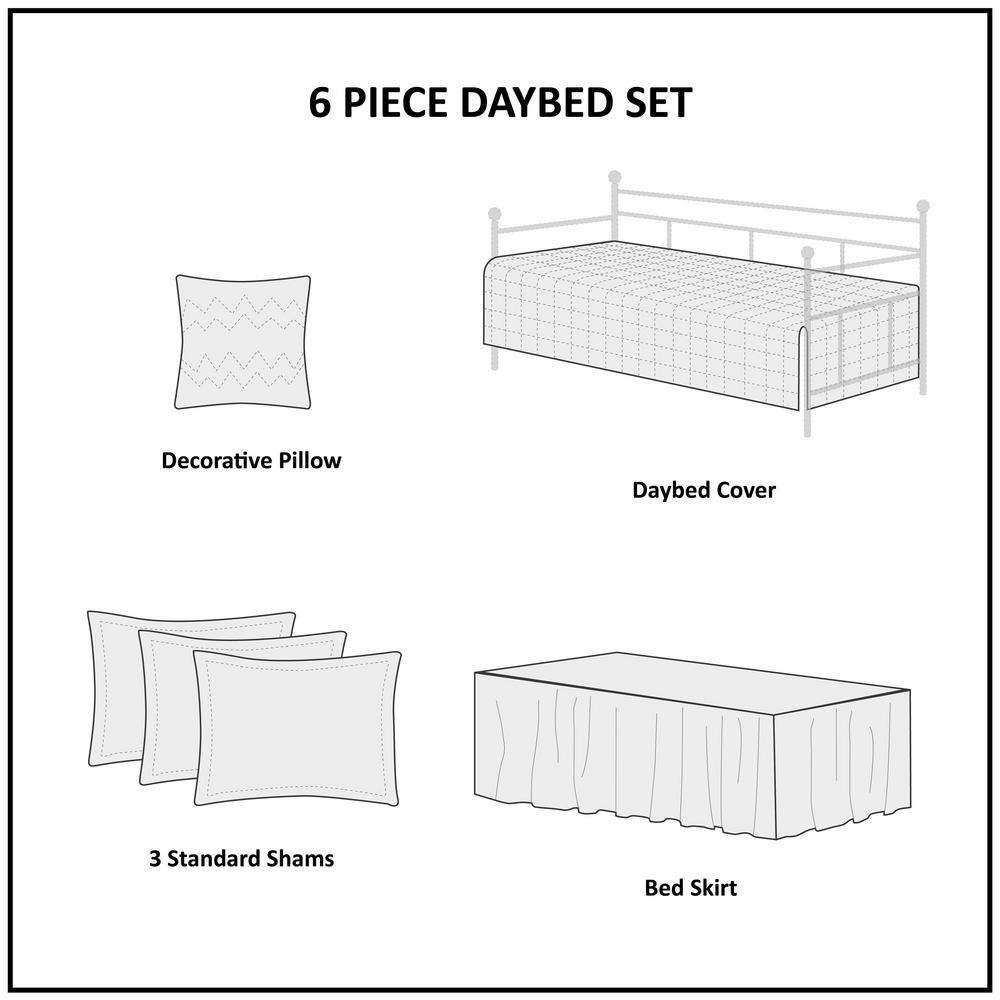 Blue Microfiber Reversible Scalloped Edge Daybed Cover Set