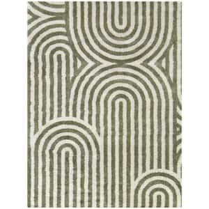 Gerhard Green 8 ft. x 10 ft. Stripe Area Rug