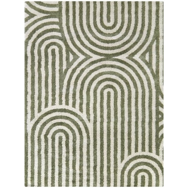 Gerhard Green 8 ft. x 10 ft. Stripe Area Rug