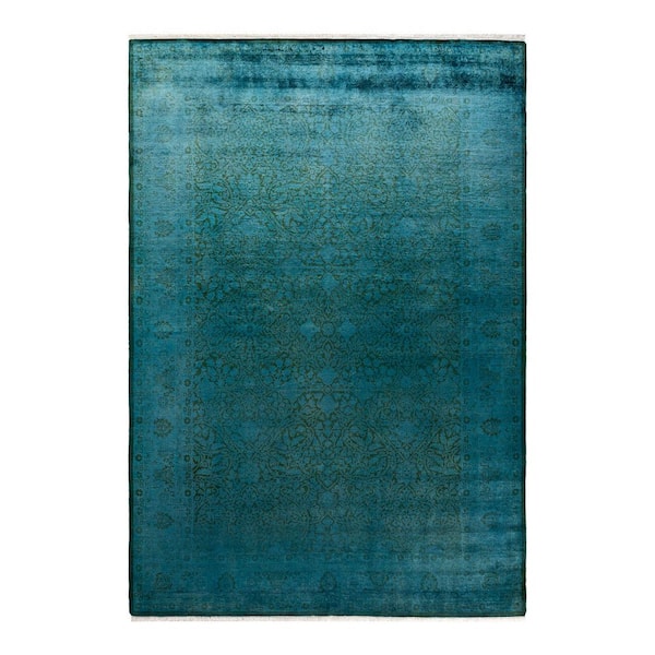 Chloe & Olivia Home Overdyed Blue 6 ft. x 9 ft. Solid Wool Indoor Area Rug