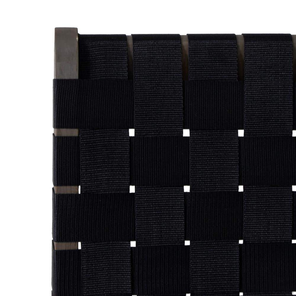 Black and Gray Acacia Wood Rope Weave Armless Lounge Chairs