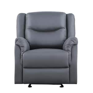 Recliner Chair Grey for Living Room Soft Suede Fabric Functional Reclining Sofa