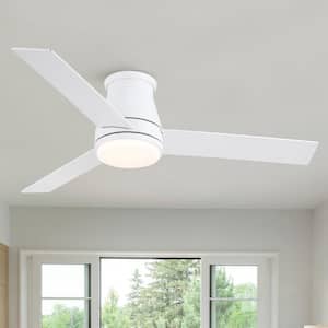 Amici 48 in. Indoor White Low Profile Standard Ceiling Fan with Bright White Integrated LED Light Kit, Remote Included