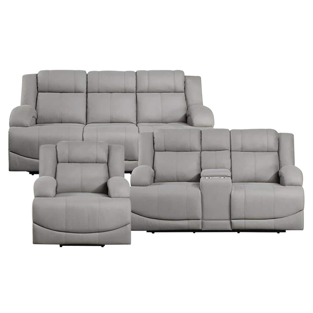 Darcel 81.5 in. W Straight Arm Microfiber Rectangle Power Reclining Sofa Se