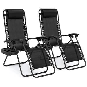 Black Zero Gravity Metal Reclining Lawn Chair