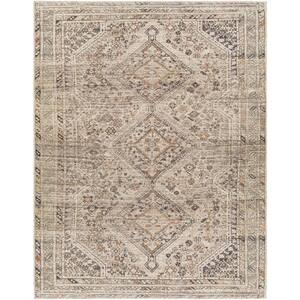 Amaka Butter Medallion 8 ft. x 10 ft. Machine-Washable Indoor Area Rug