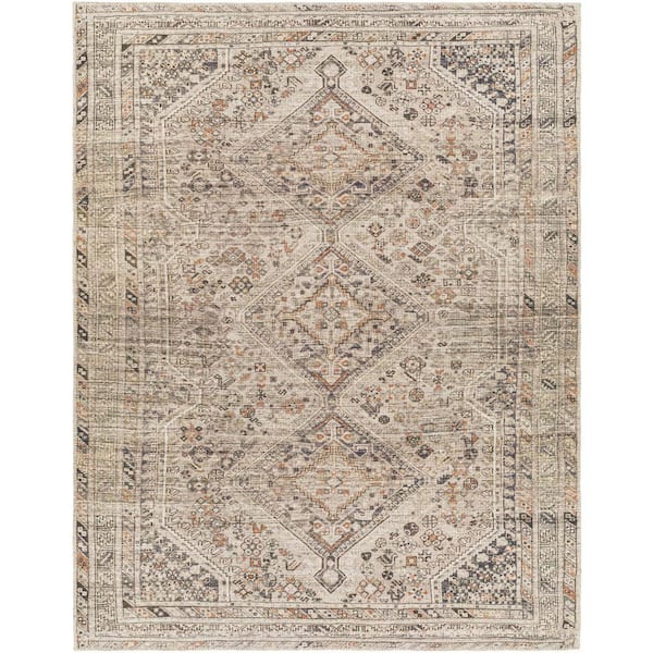 Livabliss Amaka Butter Medallion 8 ft. x 10 ft. Machine-Washable Indoor Area Rug