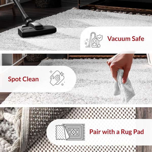 Bria Moroccan Shag Tasseled Area Rug White 2 ft. 6 in. x 10 ft. Runner Rug