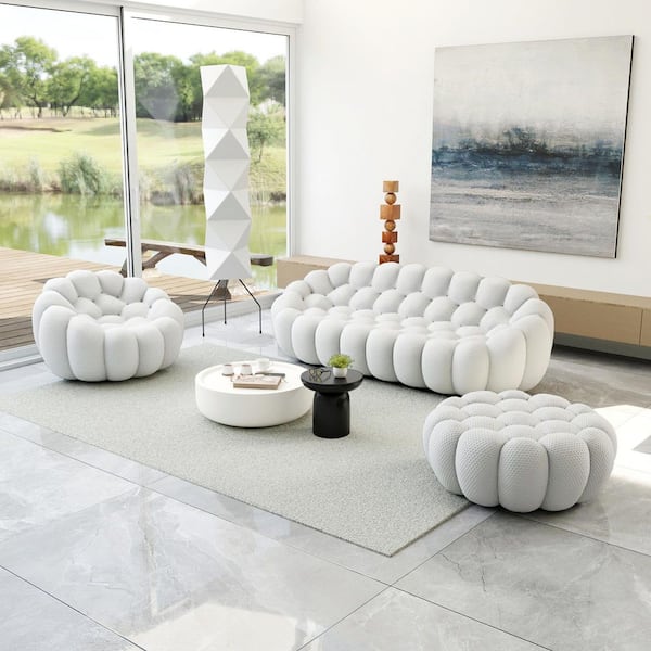 Magic Home Modern 4-Piece Orange Mesh Fabric Lazy Floor Bean Bag