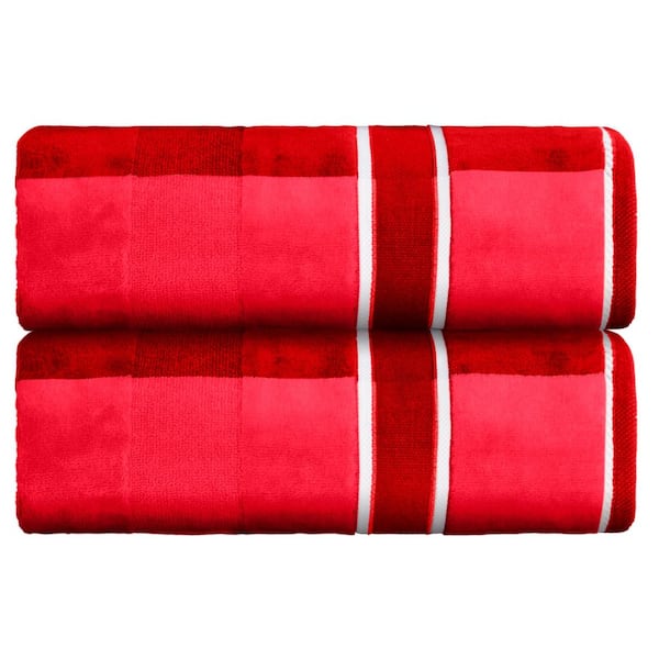 2-Piece Luxury Cotton Bath Towels, Red