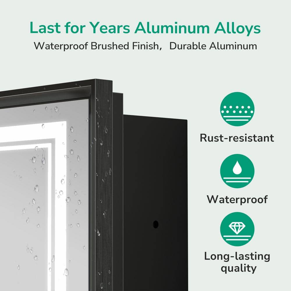 Black Aluminum Dual Swing LED Medicine Cabinet with Mirror