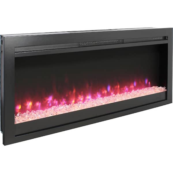 maocao hoom 44 in. Wall Mounted Insert in Wall Recessed Electric Fireplace with Remote, LED Light Heater, in Black