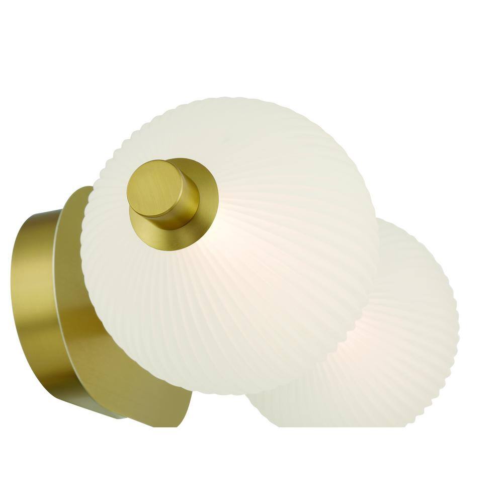 Gold Opal Ribbed Glass 2-Light Dimmable Vanity Fixture