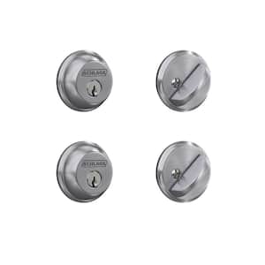 B60 Series Satin Chrome Light Commercial Single Cylinder Deadbolt Certified Highest for Security and Durability (2-Pack)